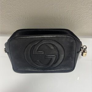 Gucci Black Pebbled Leather Shoulder Bag